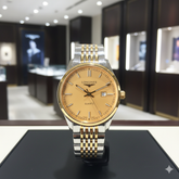 LONGNS GOLD DIAL METAL STRAP WATCH